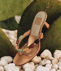 Dolce Vita Daksie Leather Bead Embellished Thong Dress Sandals