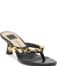 Dolce Vita Daksie Leather Metallic Bead Embellished Thong Dress Sandals
