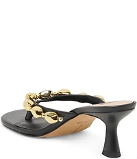 Dolce Vita Daksie Leather Metallic Bead Embellished Thong Dress Sandals