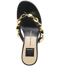 Dolce Vita Daksie Leather Metallic Bead Embellished Thong Dress Sandals