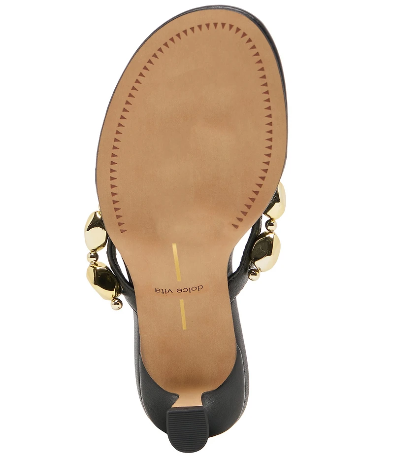 Dolce Vita Daksie Leather Metallic Bead Embellished Thong Dress Sandals