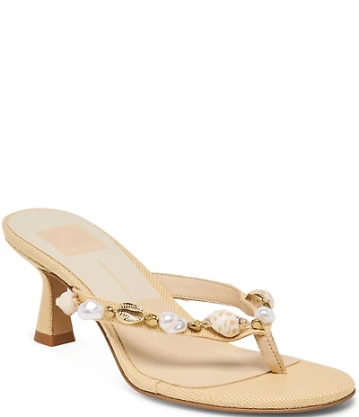 Dolce Vita Daksie Raffia Bead Embellished Thong Dress Sandals