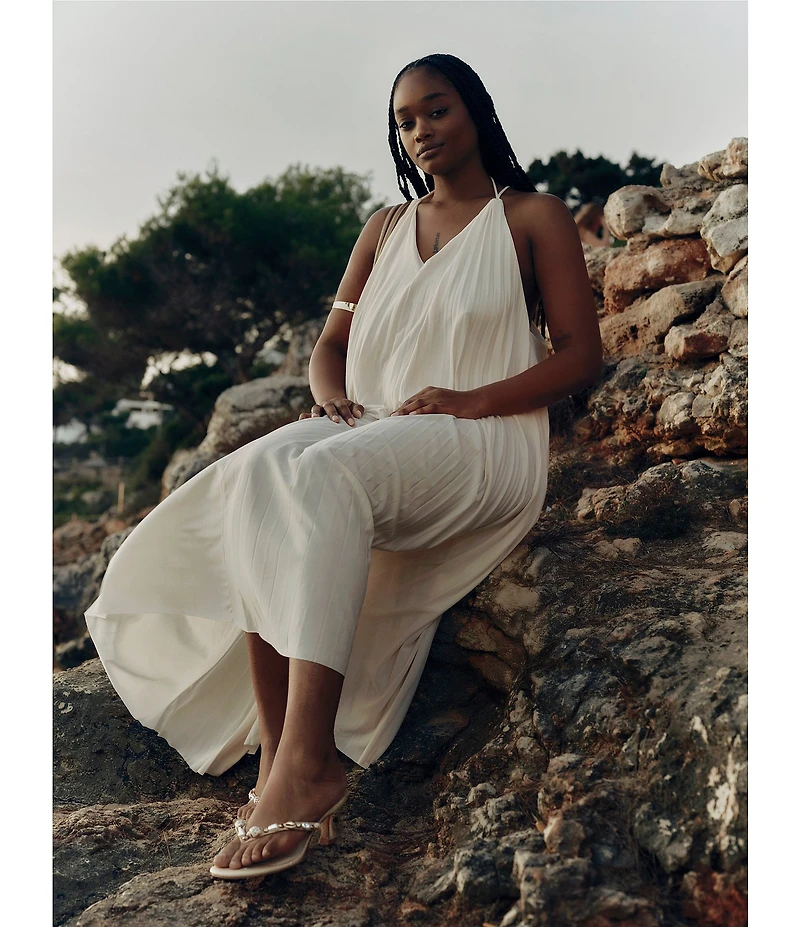 Dolce Vita Daksie Raffia Bead Embellished Thong Dress Sandals