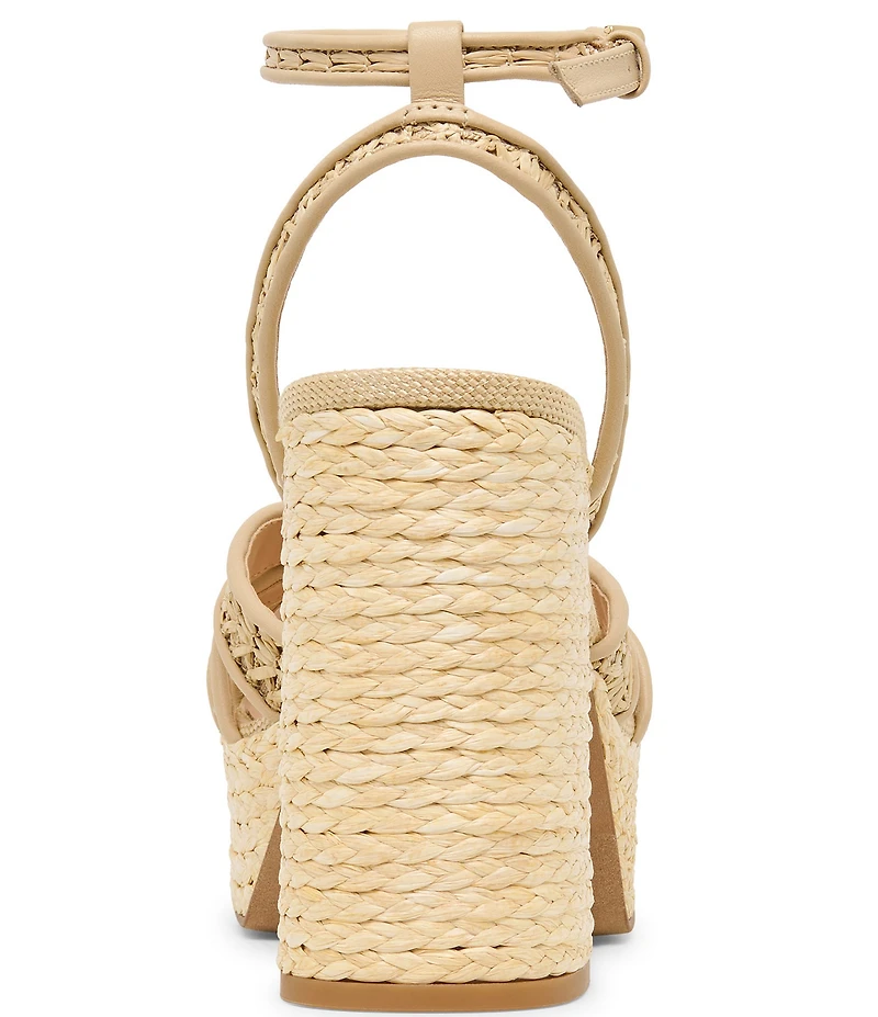 Dolce Vita Danila Raffia Ankle Strap Block Heel Platform Sandals