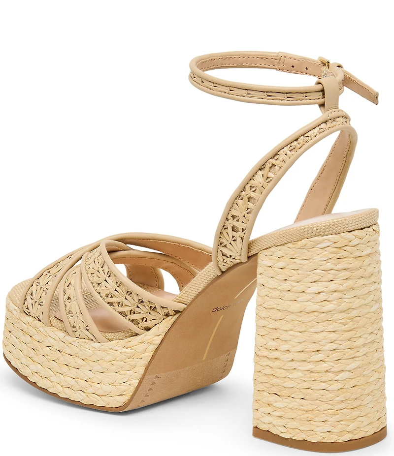 Dolce Vita Danila Raffia Ankle Strap Block Heel Platform Sandals