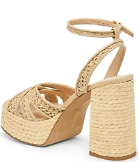Dolce Vita Danila Raffia Ankle Strap Block Heel Platform Sandals