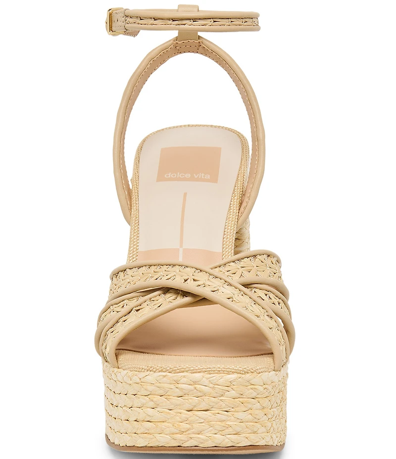 Dolce Vita Danila Raffia Ankle Strap Block Heel Platform Sandals