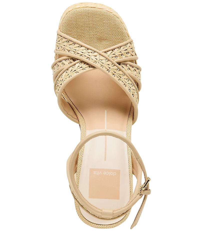 Dolce Vita Danila Raffia Ankle Strap Block Heel Platform Sandals