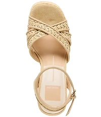 Dolce Vita Danila Raffia Ankle Strap Block Heel Platform Sandals