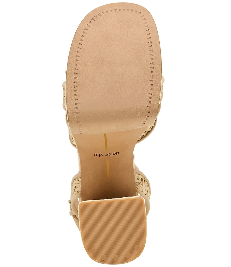 Dolce Vita Danila Raffia Ankle Strap Block Heel Platform Sandals