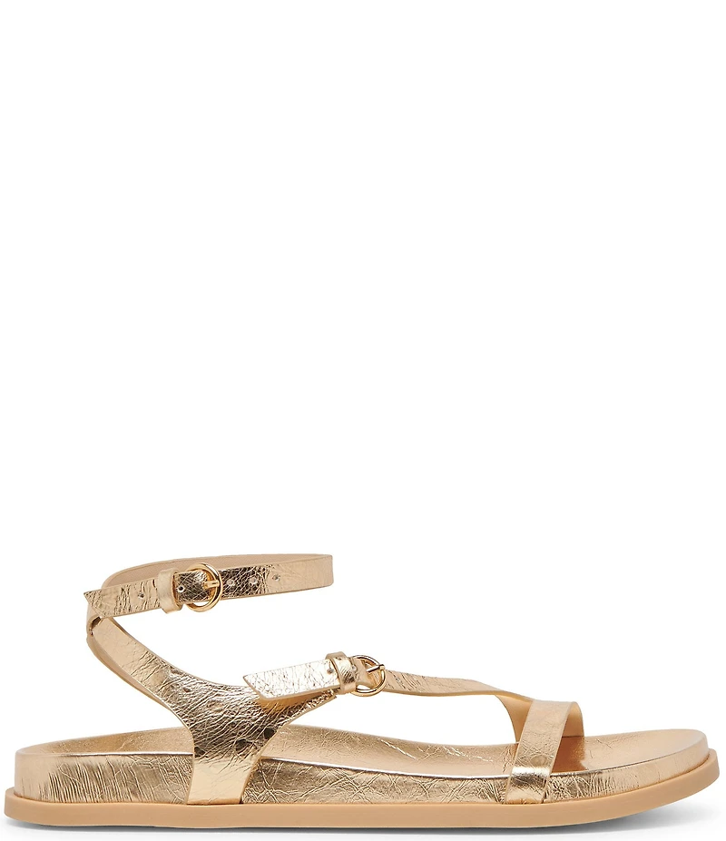 Dolce Vita Darlis Crushed Metallic Leather Strappy Buckle Sandals