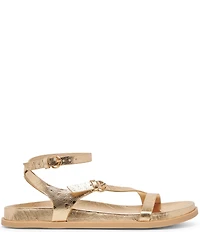 Dolce Vita Darlis Crushed Metallic Leather Strappy Buckle Sandals