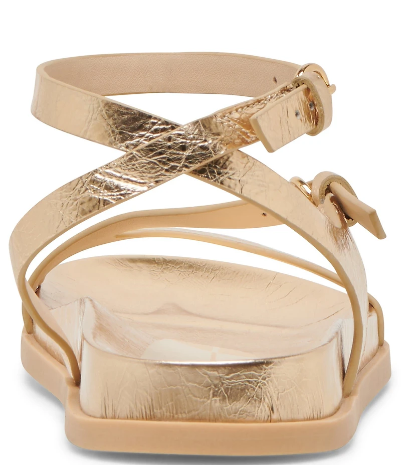 Dolce Vita Darlis Crushed Metallic Leather Strappy Buckle Sandals