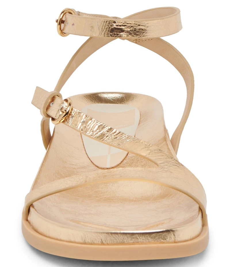 Dolce Vita Darlis Crushed Metallic Leather Strappy Buckle Sandals