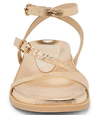 Dolce Vita Darlis Crushed Metallic Leather Strappy Buckle Sandals