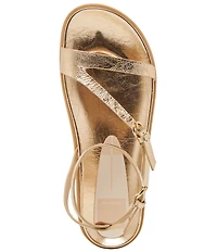 Dolce Vita Darlis Crushed Metallic Leather Strappy Buckle Sandals