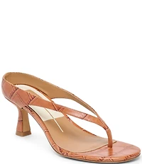 Dolce Vita Doreen Croco Embossed Leather Thong Dress Sandals