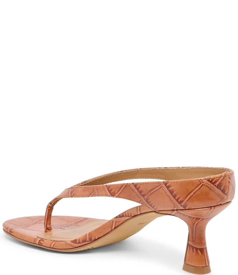 Dolce Vita Doreen Croco Embossed Leather Thong Dress Sandals