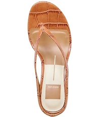 Dolce Vita Doreen Croco Embossed Leather Thong Dress Sandals