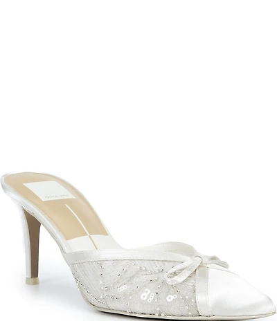 Dolce Vita Emit Satin Bow Bead Embellished Dress Mules