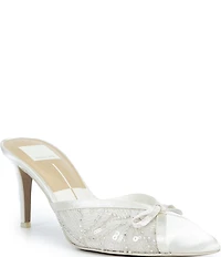 Dolce Vita Emit Satin Bow Bead Embellished Dress Mules