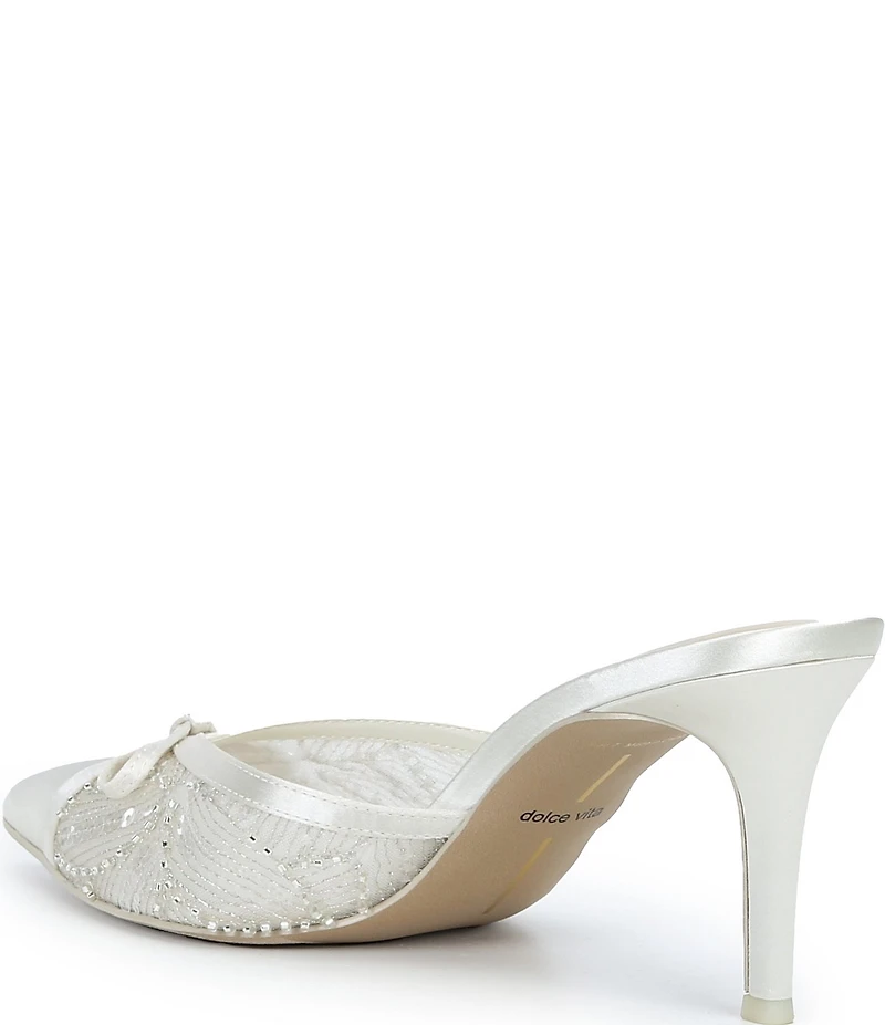 Dolce Vita Emit Satin Bow Bead Embellished Dress Mules