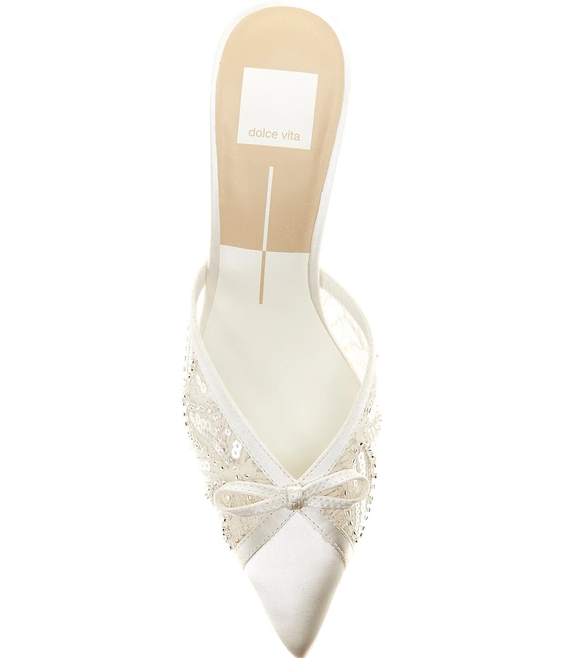 Dolce Vita Emit Satin Bow Bead Embellished Dress Mules