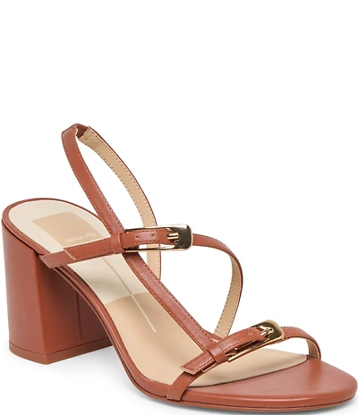 Dolce Vita Faye Leather Strappy Slingback Block Heel Dress Sandals