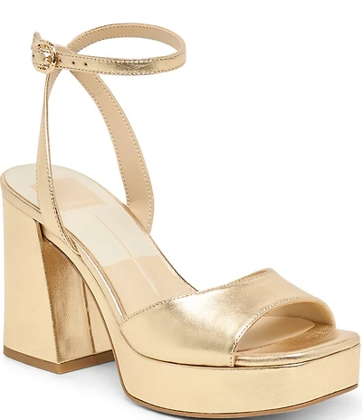 Dolce Vita Felica Metallic Leather Ankle Strap Platform Dress Sandals