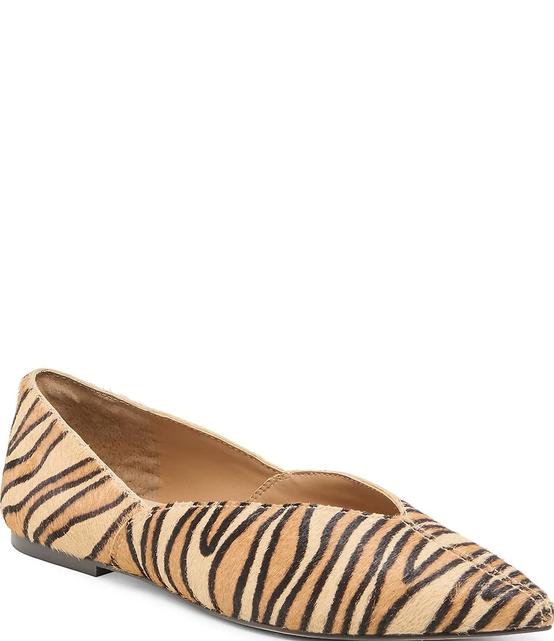 Dolce Vita Gema Tiger Print Calf Hair Pointed Toe Flats