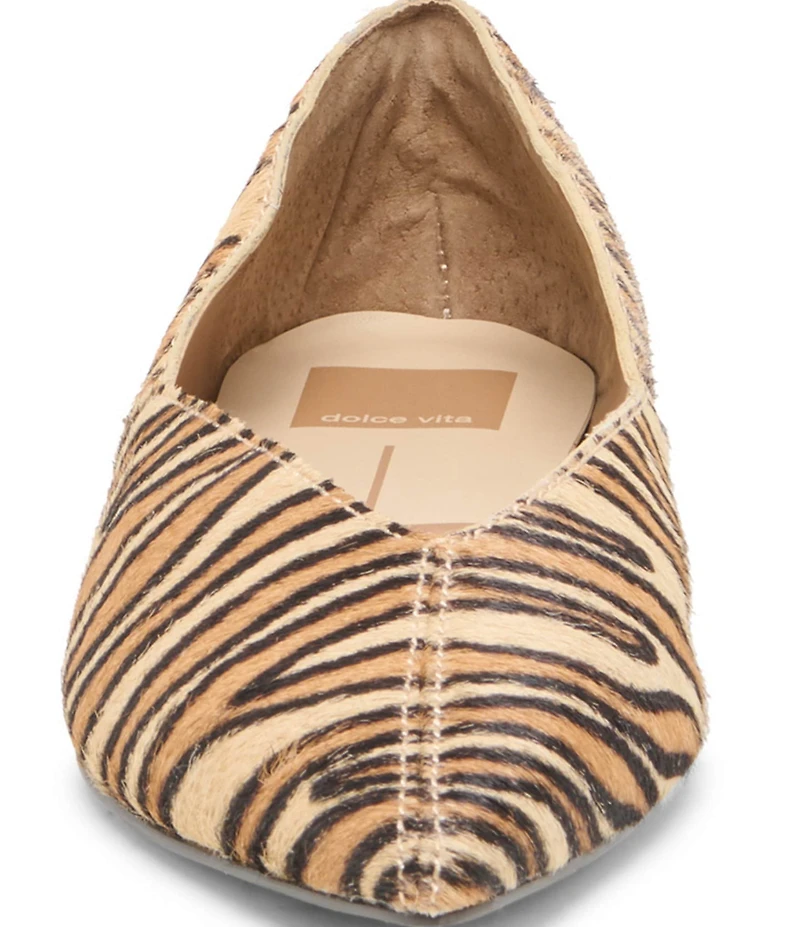 Dolce Vita Gema Tiger Print Calf Hair Pointed Toe Flats