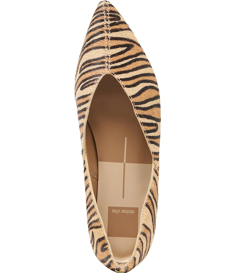 Dolce Vita Gema Tiger Print Calf Hair Pointed Toe Flats