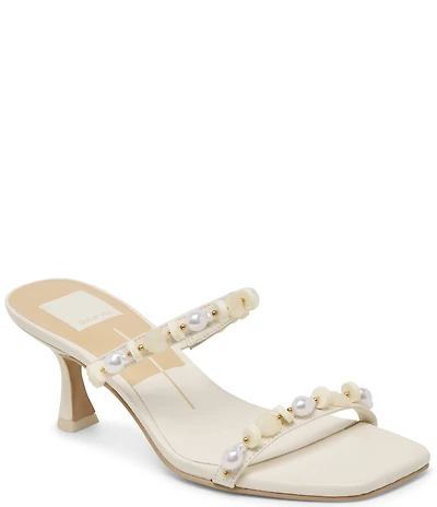 Dolce Vita Grason Leather Ornamented Dress Slide Sandals