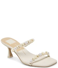 Dolce Vita Grason Leather Ornamented Dress Slide Sandals