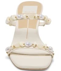 Dolce Vita Grason Leather Ornamented Dress Slide Sandals