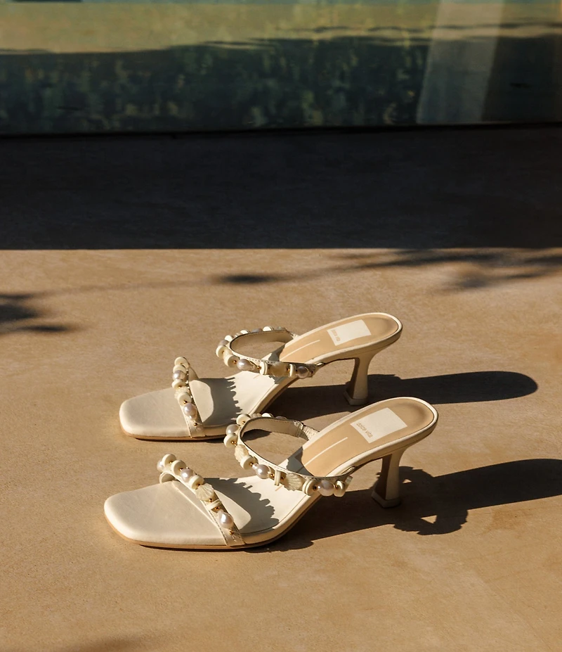 Dolce Vita Grason Leather Ornamented Dress Slide Sandals