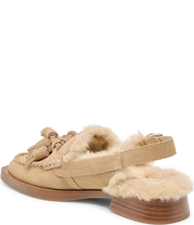 Dolce Vita Hamlit Plush Suede Faux Fur Tassel Slingback Loafers
