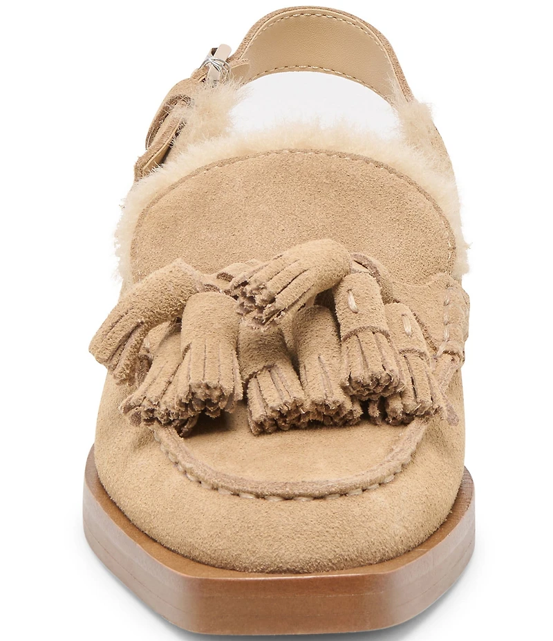 Dolce Vita Hamlit Plush Suede Faux Fur Tassel Slingback Loafers