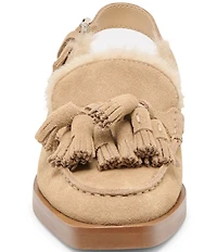 Dolce Vita Hamlit Plush Suede Faux Fur Tassel Slingback Loafers