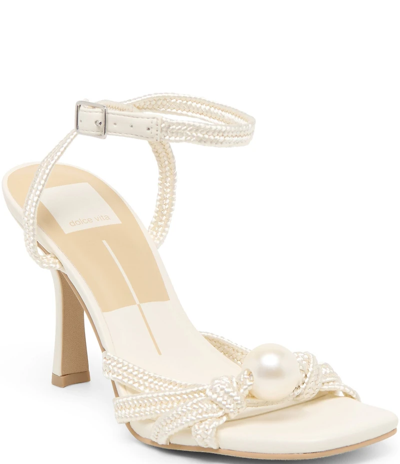 Dolce Vita Helle Pearl Ornamented Ankle Strap Dress Sandals