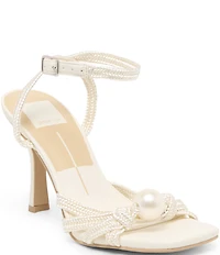 Dolce Vita Helle Pearl Ornamented Ankle Strap Dress Sandals