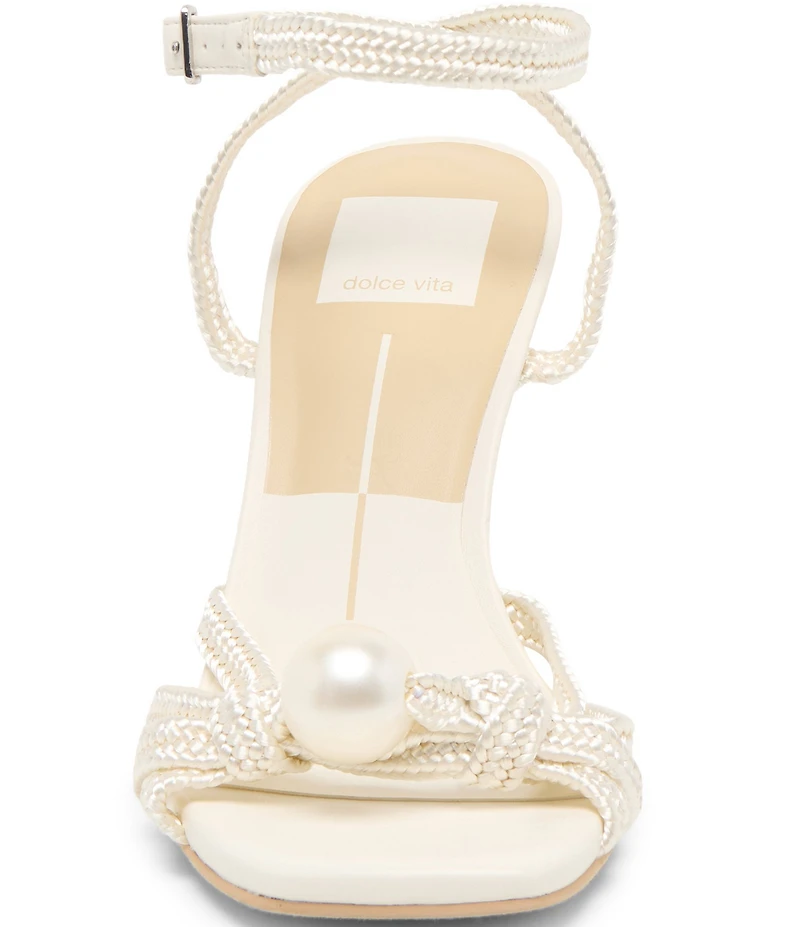 Dolce Vita Helle Pearl Ornamented Ankle Strap Dress Sandals