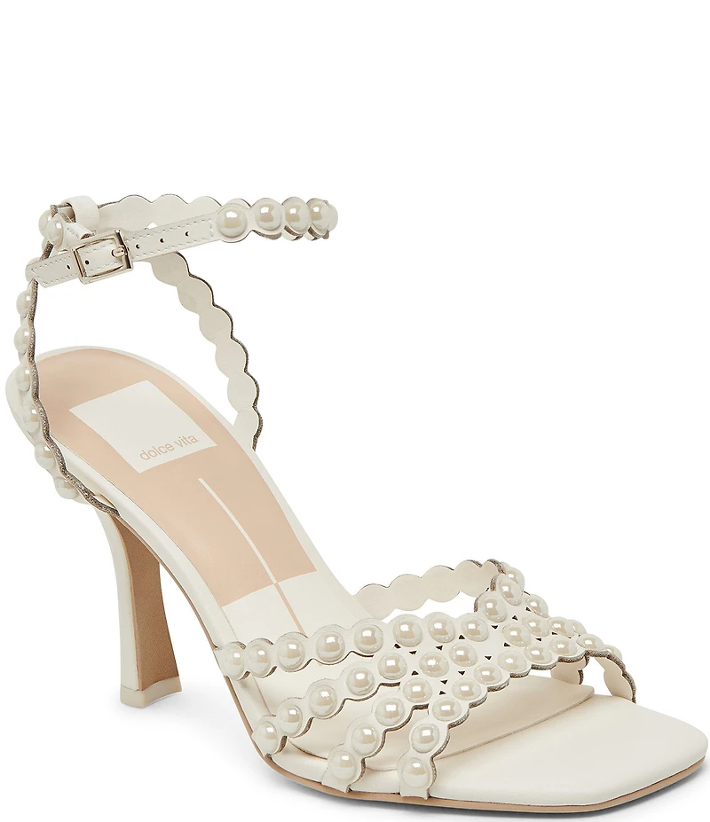 Dolce Vita Hellen Pearl Leather Strappy Dress Sandals