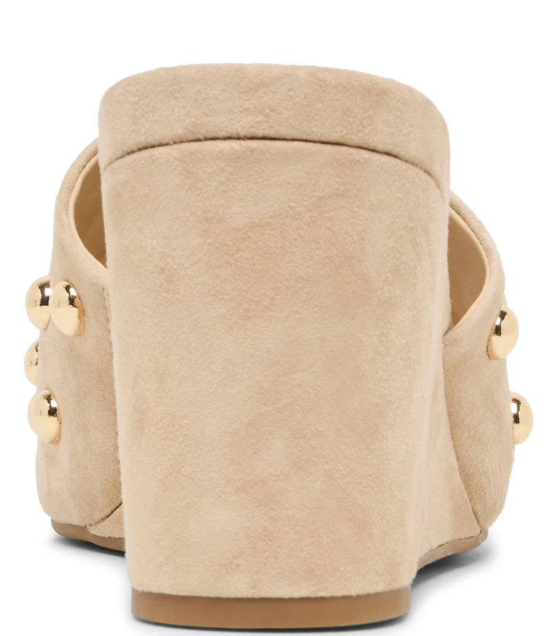 Dolce Vita Holta Stud Suede Dress Platform Wedge Slide Sandals