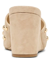 Dolce Vita Holta Stud Suede Dress Platform Wedge Slide Sandals