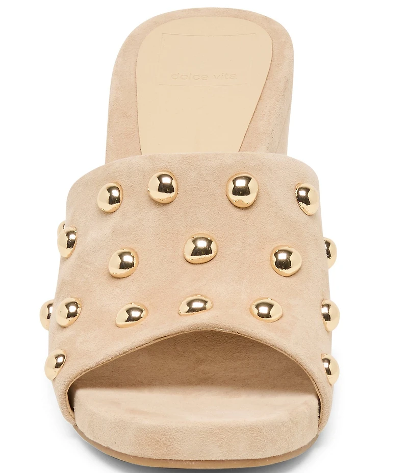 Dolce Vita Holta Stud Suede Dress Platform Wedge Slide Sandals