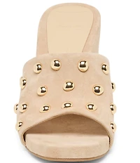 Dolce Vita Holta Stud Suede Dress Platform Wedge Slide Sandals