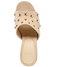Dolce Vita Holta Stud Suede Dress Platform Wedge Slide Sandals