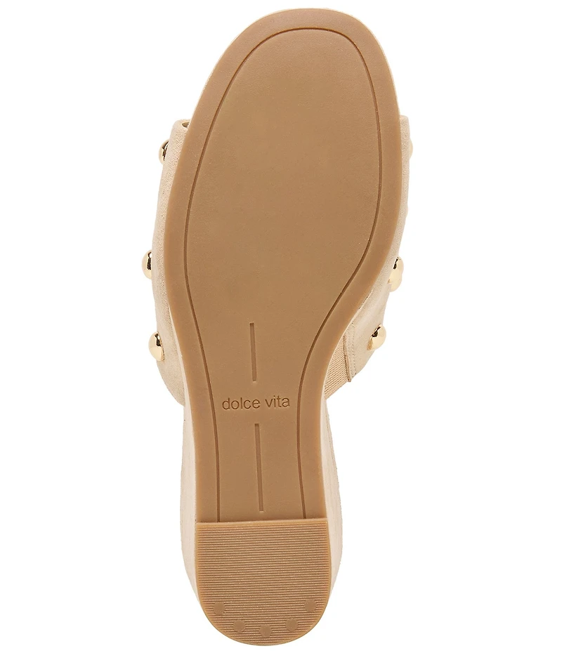 Dolce Vita Holta Stud Suede Dress Platform Wedge Slide Sandals