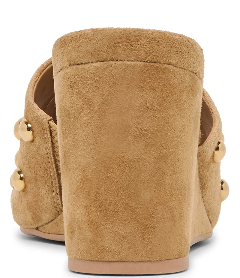 Dolce Vita Holta Stud Suede Dress Platform Wedge Slide Sandals